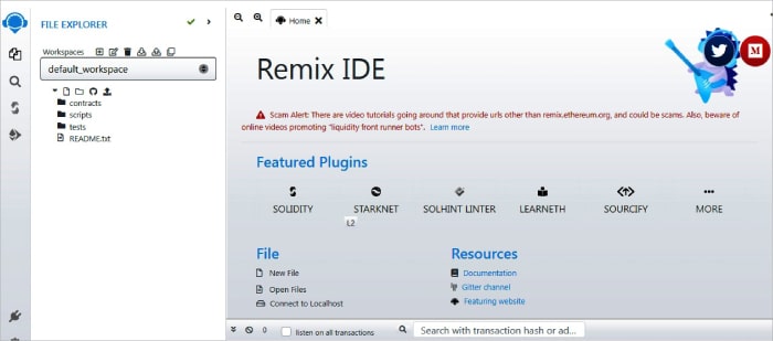 Smart contracts development platform of Remix IDE