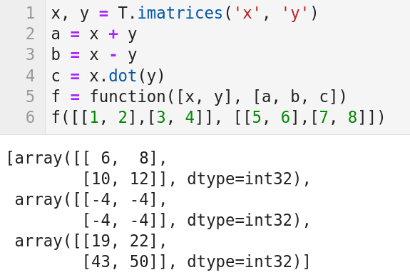 Figure 4: Manipulating matrices with Theano