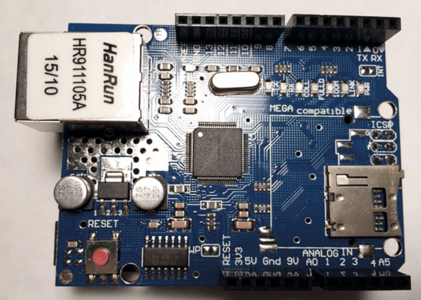 Figure 2: Ethernet Shield attached to Arduino Uno