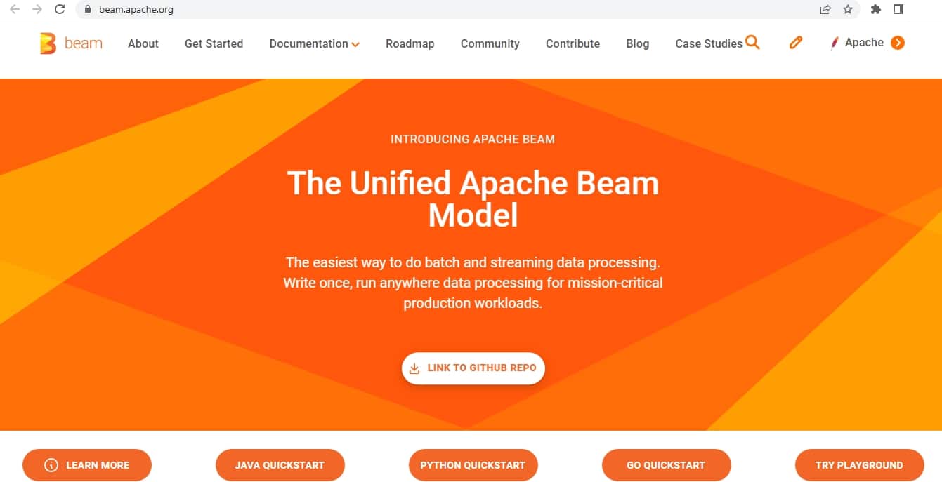 Figure 2: Official portal of Apache Beam