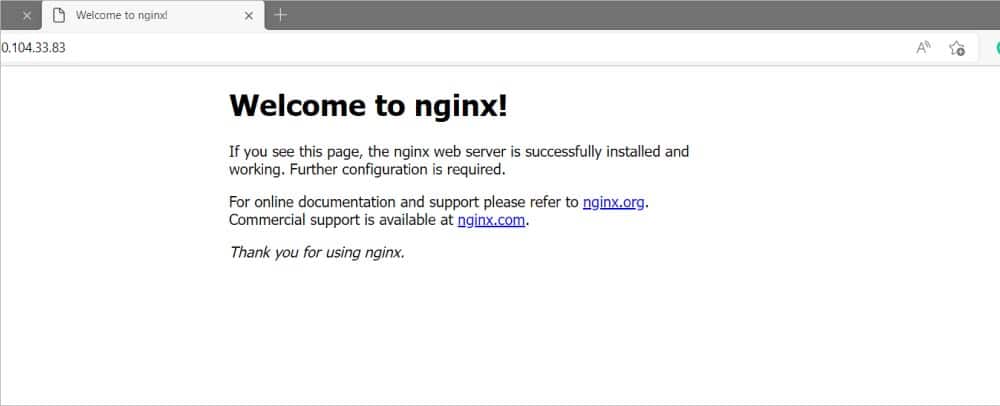 Figure 9: Ngnix welcome screen