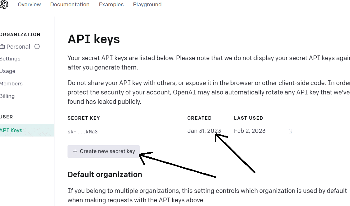 Figure 4: ChatGPT API keys