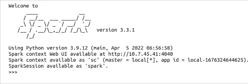 Figure 6: The PySpark interactive shell