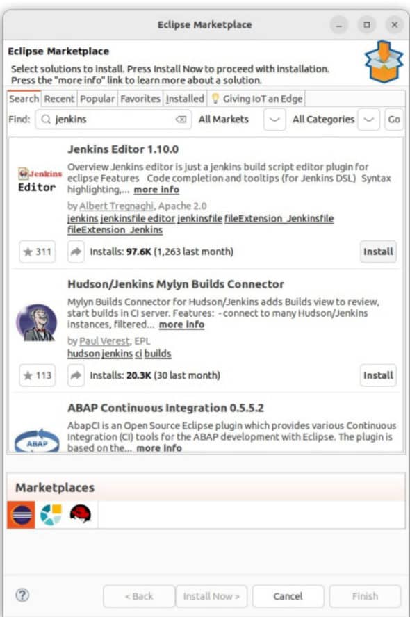 Figure 8: Eclipse Marketplace