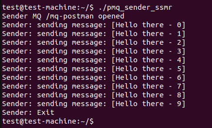  A single sender process sending a series of messages to a message queue