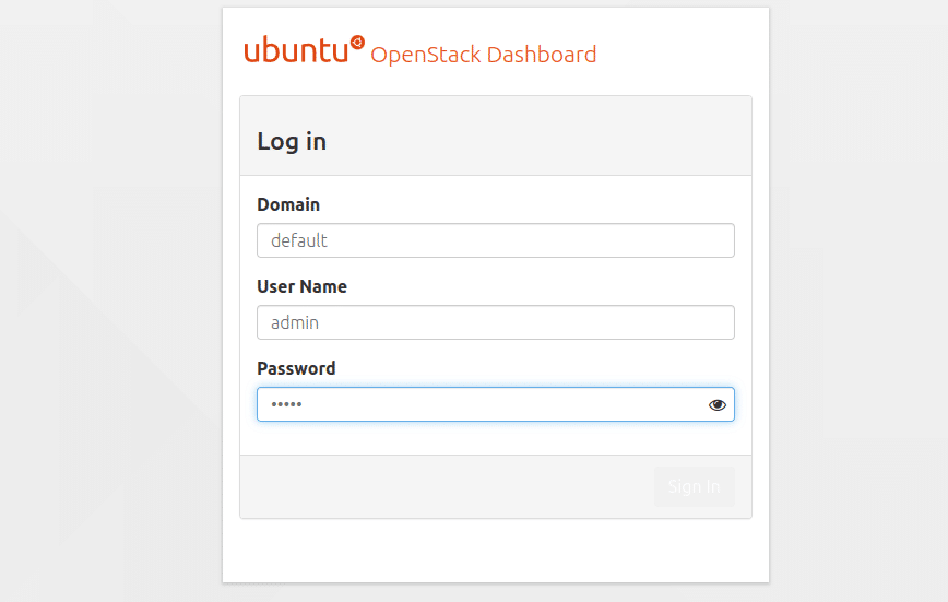Manual installation of OpenStack and Horizon login