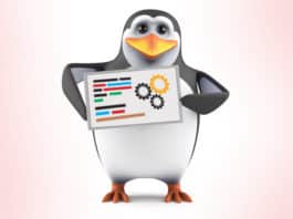 Cute penguin with small blank sign