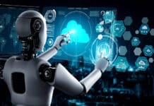 AI robot using cloud computing technology to store data on online server