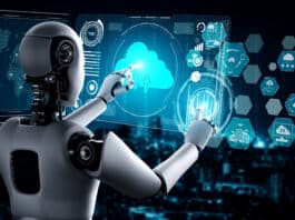 AI robot using cloud computing technology to store data on online server
