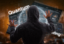 What’s Happening in the Field of Quantum Computing? Hacker man holding Quantum Computing concept with Qubit and Devices 3D Rendering