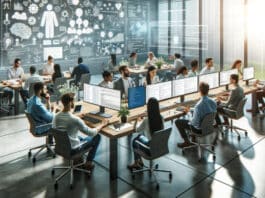 Software developers working together