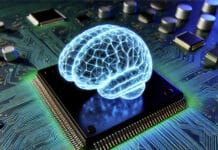 The Role of Open Source in Accelerating Quantum AI A high-resolution digital concept image of an artificial intelligence brain on a computer circuit board