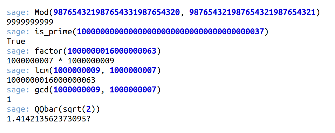 Some SageMath functions