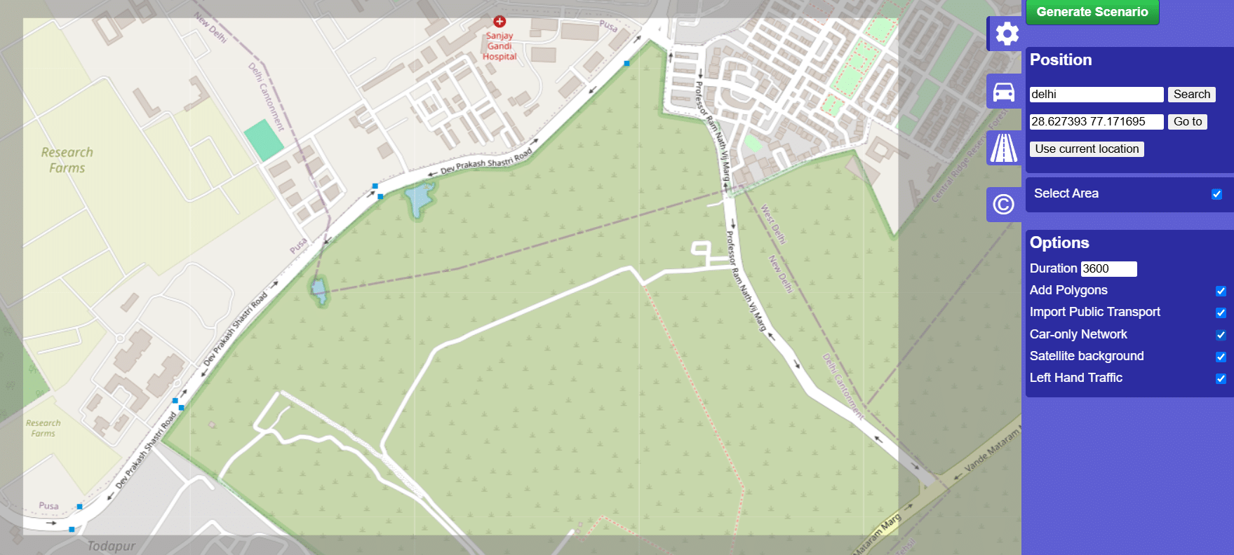 Accessing a real-time map in SUMO using osmWebWizard