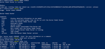 List of Docker model commands