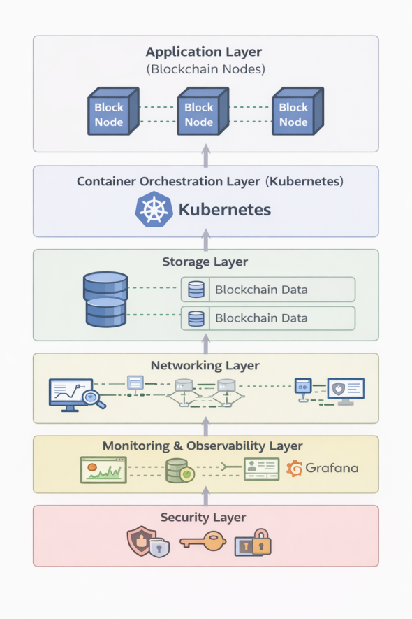 Figure 3: High-level architecture of blockchain nodes running on Kubernetes
