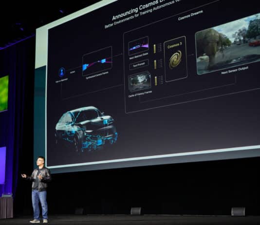 Ming-Yu Liu, vice president of Cosmos Lab at NVIDIA, presents at SIGGRAPH 2026.