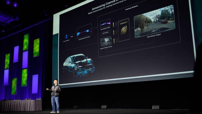 SIGGRAPH-2026-Keynote-21-1536x864 Ming-Yu Liu, vice president of Cosmos Lab at NVIDIA, presents at SIGGRAPH 2026.