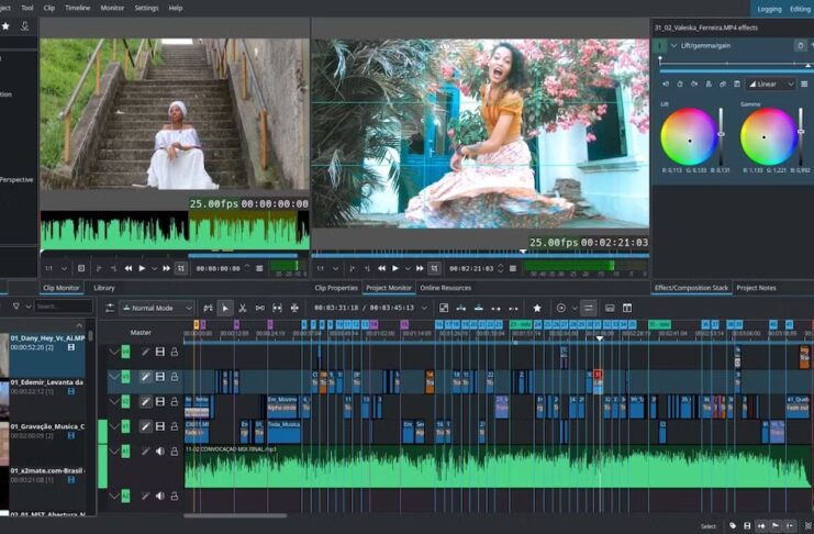 Interface of the Kdenlive video editor