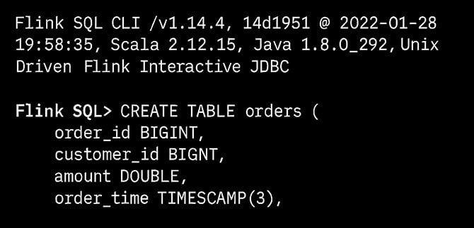 Creating a table with Flink