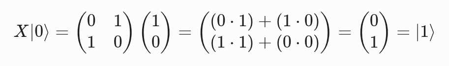Matrix representation of the Pauli-X gate operation