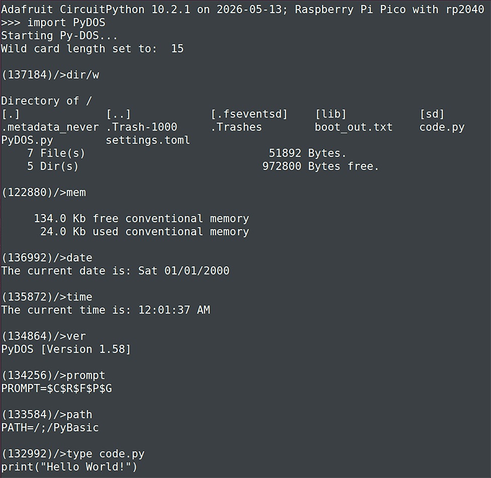 DOS-shell running commands