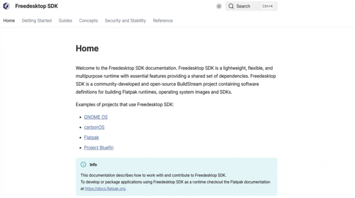 FreeDesk Freedesktop SDK home page.