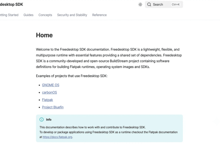 Freedesktop SDK home page.