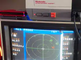 NES Radar displaying live air traffic data on an NES console setup.