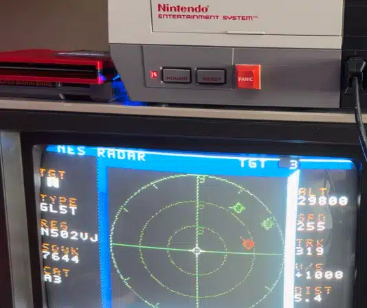NES Radar displaying live air traffic data on an NES console setup.