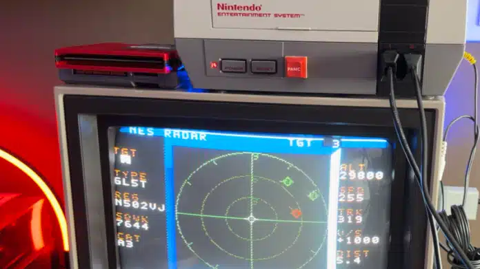 NES-radar-feat NES Radar displaying live air traffic data on an NES console setup.