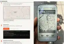 Map generation in a web browser (left) and rendering on the E Ink (right)