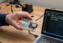 The esp32-gpio-llm project turns typed English commands into GPIO actions, entirely offline. (Image: AI Illustration)