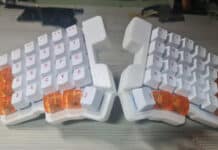 Silakka54 HE open-source split keyboard.