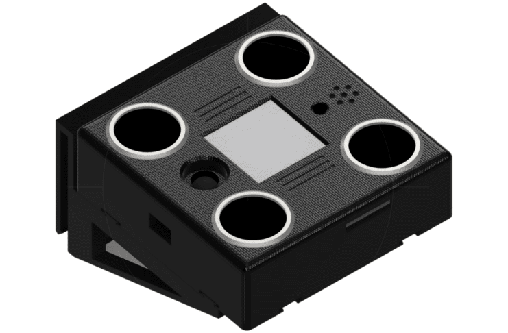 3D render of the compact, 3D-printed VolAnti acoustic drone detector unit.