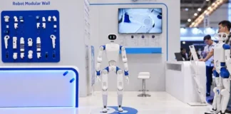RoboParty’s RP1 humanoid robot on display at IROS 2026.