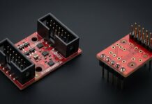 Open Hardware Level Shifters Support 1.65V–5.5V The UEXT-LVL-SHIFT on the left and BB-LVL-SHIFT on the right