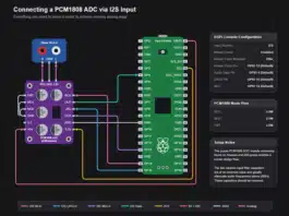DSPi’s documented wiring for adding analogue input to a Pico 2 using a PCM1808 ADC module. (Image:DSPi GitHub repository)