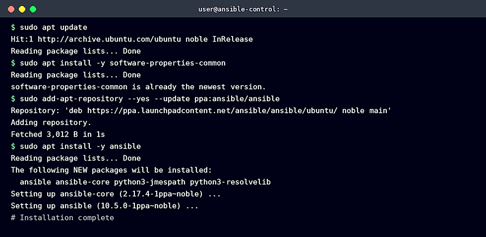Installing Ansible on Ubuntu via the official PPA