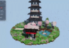 A voxel pagoda garden written by the AI model itself, running locally through Strata on a consumer RTX 5070. (Image: Niko1221 / Strata GitHub repository)