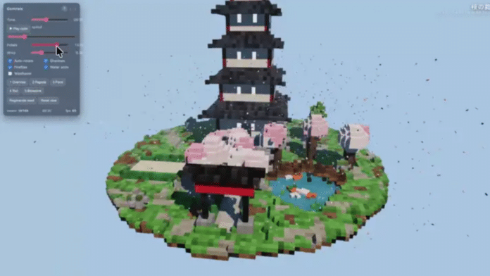 strata-local-ai-voxel-pagoda-demo A voxel pagoda garden written by the AI model itself, running locally through Strata on a consumer RTX 5070. (Image: Niko1221 / Strata GitHub repository)