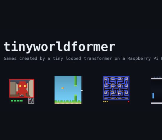 tinyworldformer’s five supported games, each driven by a tiny world model. (Image: SheepSeb / GitHub)