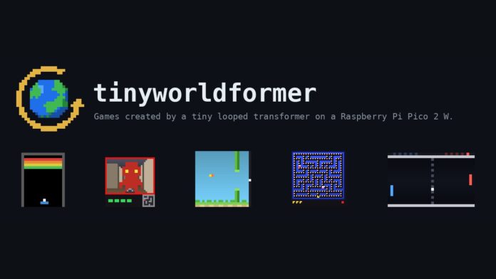 tinyworldformer-five-games-screenshots tinyworldformer’s five supported games, each driven by a tiny world model. (Image: SheepSeb / GitHub)