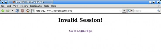 Figure 8: Status message after logging out