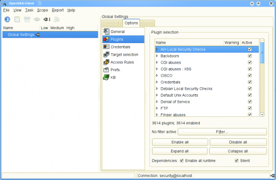 Figure 2: OpenVAS client interface