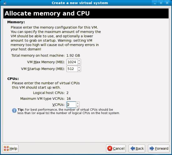 Figure 7: Allocate memory and CPU