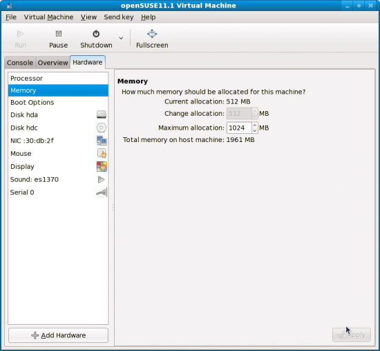 Figure 11: Change max memory available to the guest OS on-the-fly