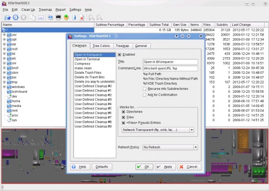 Figure 2: KDirStat settings