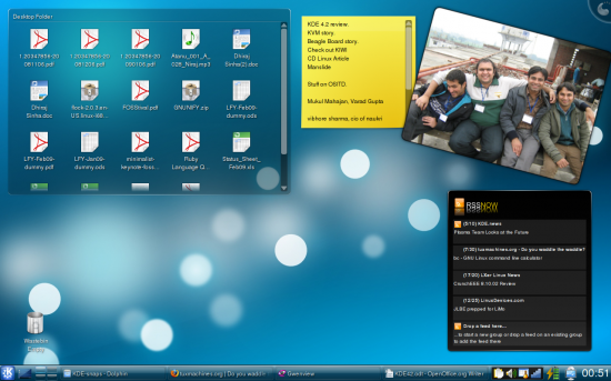 Figure 3: My work notebook with the Folder View, Notes, Picture Frame and RSSNow widgets