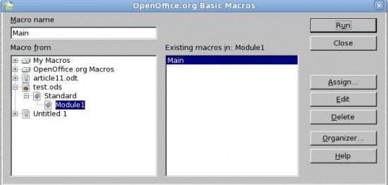Figure 1: OOo Basic Macros editor